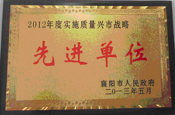 公司获得襄阳市政府颁发的实施质量兴市先进单位	